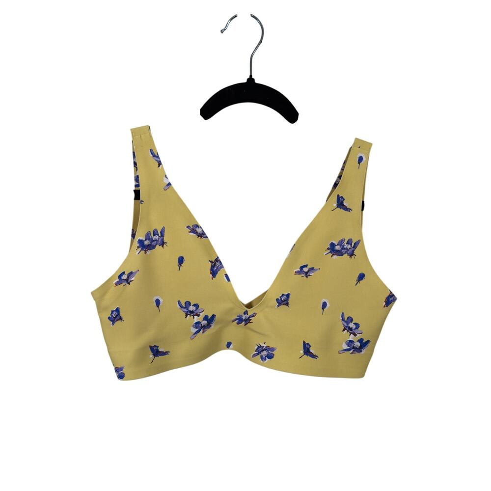 Parade Bralette Womens Medium Yellow Blue Floral Universal Plunge Recycled Nylon